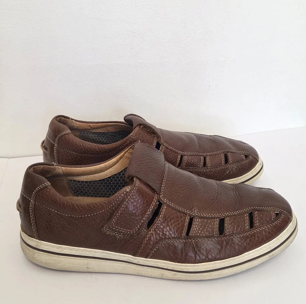 Johnston & Murphy Fisherman Style Leather Sheepskin Comfort Sandals Mens' Sz 13
